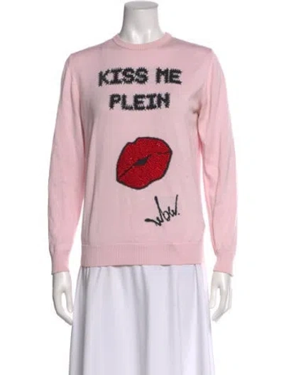 Pre-owned Philipp Plein Graphic Print Crew Neck Sweatshirt In Pink
