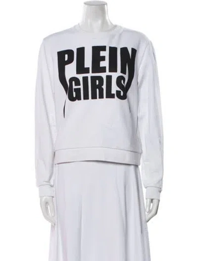 Pre-owned Philipp Plein Graphic Print Crew Neck Sweatshirt In White