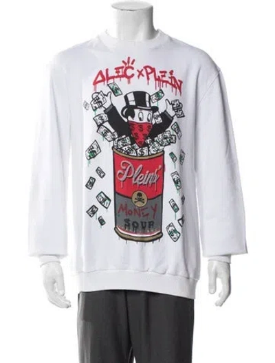 Pre-owned Philipp Plein Graphic Print Crew Neck Sweatshirt In White