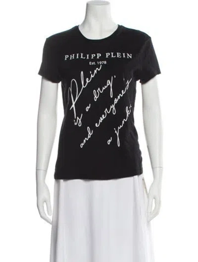 Pre-owned Philipp Plein Graphic Print Crew Neck T-shirt In Black