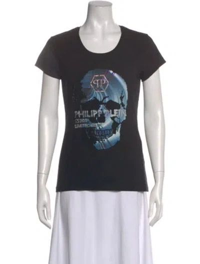 Pre-owned Philipp Plein Graphic Print Crew Neck T-shirt In Black