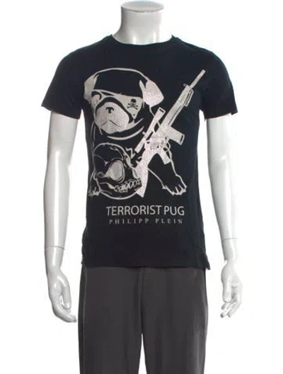 Pre-owned Philipp Plein Graphic Print Crew Neck T-shirt In Black