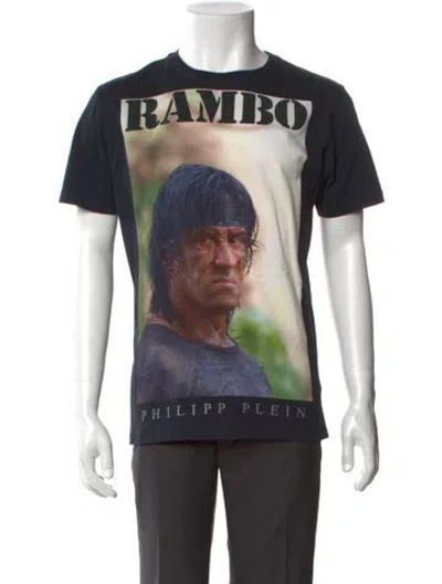 Pre-owned Philipp Plein Graphic Print Crew Neck T-shirt In Black