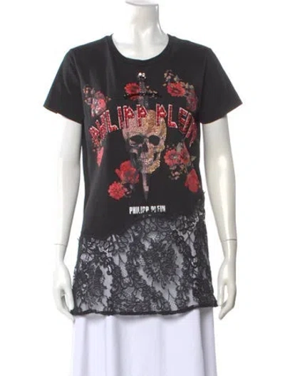 Pre-owned Philipp Plein Graphic Print Crew Neck T-shirt In Black