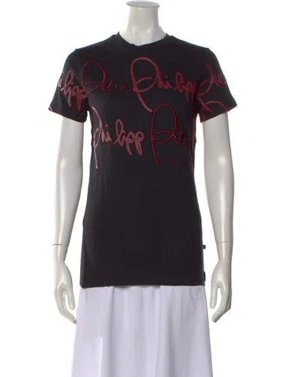 Pre-owned Philipp Plein Graphic Print Crew Neck T-shirt In Black