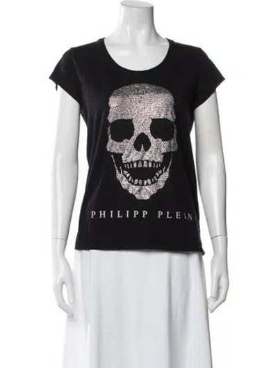 Pre-owned Philipp Plein Graphic Print Crew Neck T-shirt In Black