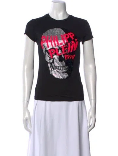 Pre-owned Philipp Plein Graphic Print Crew Neck T-shirt In Black