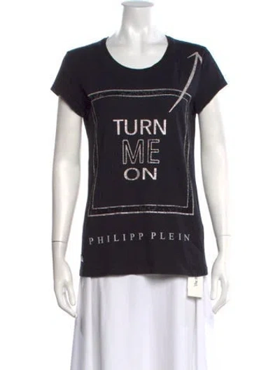 Pre-owned Philipp Plein Graphic Print Crew Neck T-shirt In Black