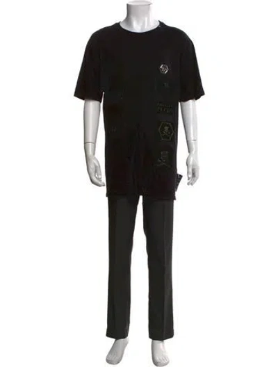 Pre-owned Philipp Plein Graphic Print Crew Neck T-shirt In Black