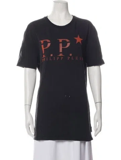 Pre-owned Philipp Plein Graphic Print Crew Neck T-shirt In Black