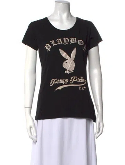 Pre-owned Philipp Plein Graphic Print Crew Neck T-shirt In Black