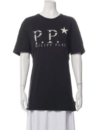 Pre-owned Philipp Plein Graphic Print Crew Neck T-shirt In Black