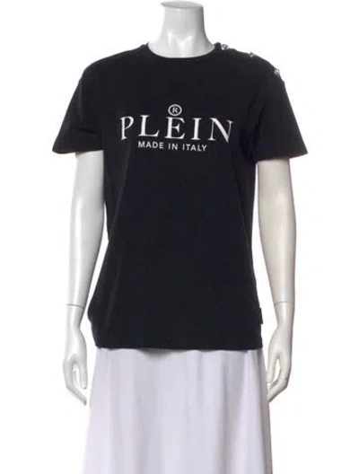 Pre-owned Philipp Plein Graphic Print Crew Neck T-shirt In Black