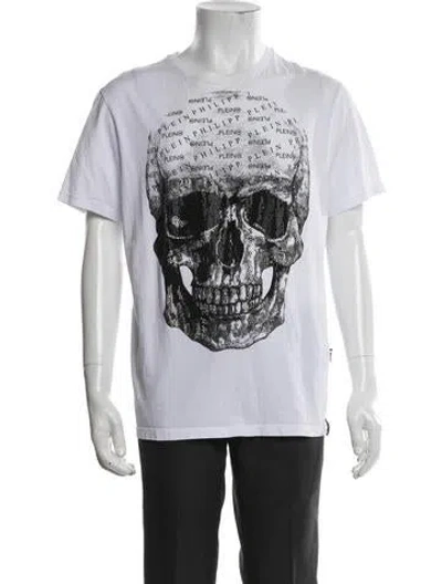 Pre-owned Philipp Plein Graphic Print Crew Neck T-shirt In Black/white