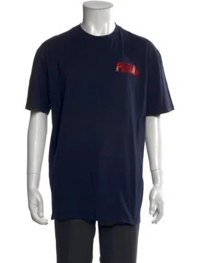 Pre-owned Philipp Plein Graphic Print Crew Neck T-shirt In Blue