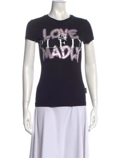 Pre-owned Philipp Plein Graphic Print Crew Neck T-shirt In Blue