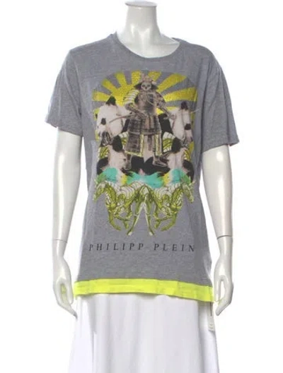 Pre-owned Philipp Plein Graphic Print Crew Neck T-shirt In Grey