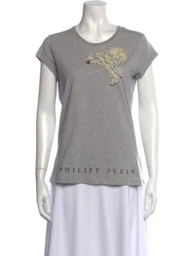 Pre-owned Philipp Plein Graphic Print Crew Neck T-shirt In Grey