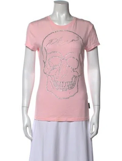 Pre-owned Philipp Plein Graphic Print Crew Neck T-shirt In Pink