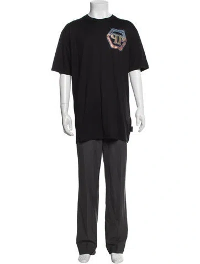 Pre-owned Philipp Plein Graphic Print Crew Neck T-shirt W/ Tags In Black