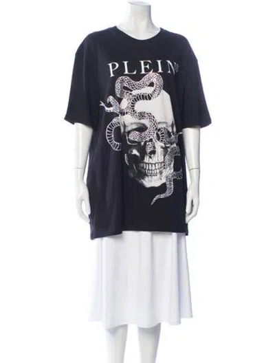 Pre-owned Philipp Plein Graphic Print Crew Neck T-shirt W/ Tags In Blue
