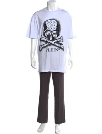 Pre-owned Philipp Plein Graphic Print Crew Neck T-shirt W/ Tags In White
