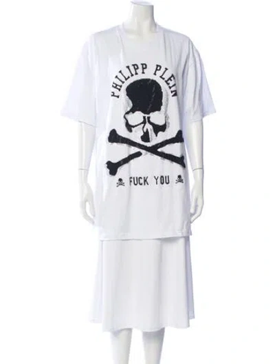 Pre-owned Philipp Plein Graphic Print Crew Neck T-shirt W/ Tags In White