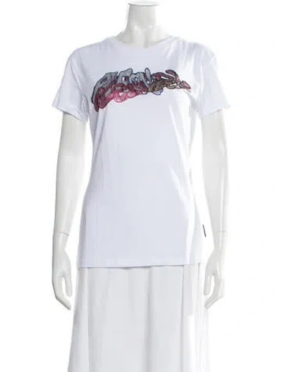 Pre-owned Philipp Plein Graphic Print Crew Neck T-shirt W/ Tags In White