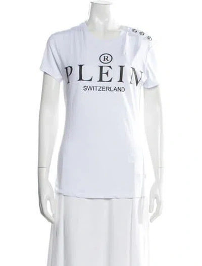 Pre-owned Philipp Plein Graphic Print Crew Neck T-shirt W/ Tags In White