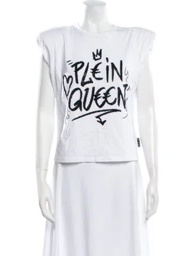 Pre-owned Philipp Plein Graphic Print Crew Neck T-shirt In White