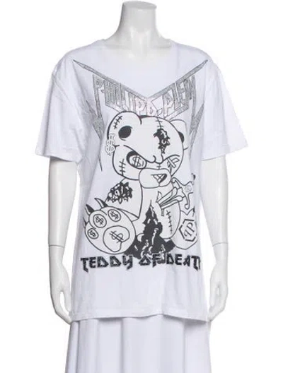 Pre-owned Philipp Plein Graphic Print Crew Neck T-shirt In White