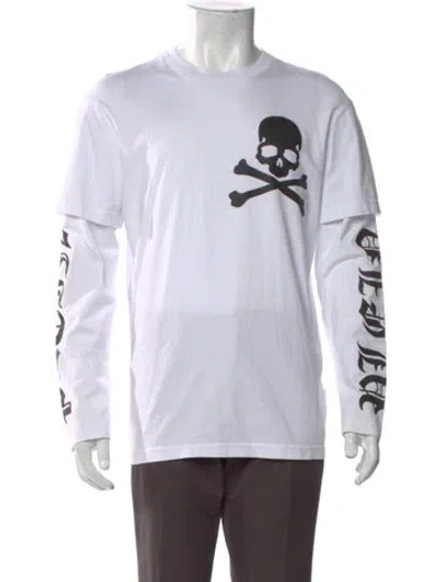 Pre-owned Philipp Plein Graphic Print Crew Neck T-shirt In White