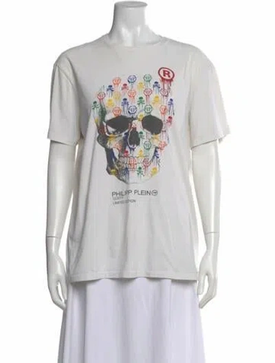 Pre-owned Philipp Plein Graphic Print Crew Neck T-shirt In White
