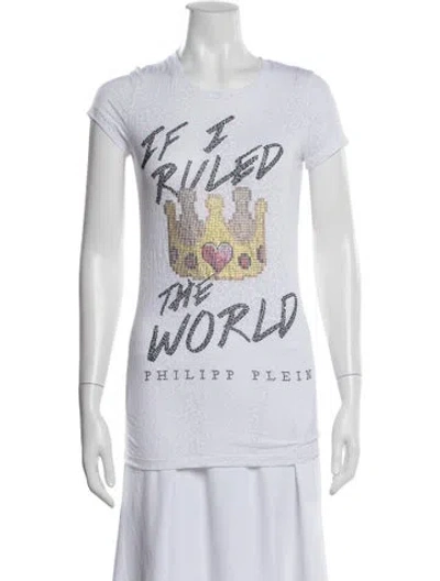Pre-owned Philipp Plein Graphic Print Crew Neck T-shirt In White