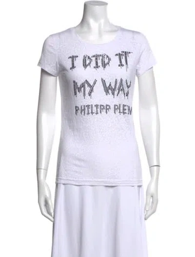 Pre-owned Philipp Plein Graphic Print Crew Neck T-shirt In White