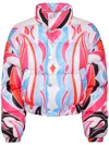 Philipp Plein Graphic-print Cropped Puffer Jacket In Red