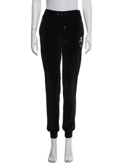 Pre-owned Philipp Plein Graphic Print Crystal Embellishments Sweatpants In Black