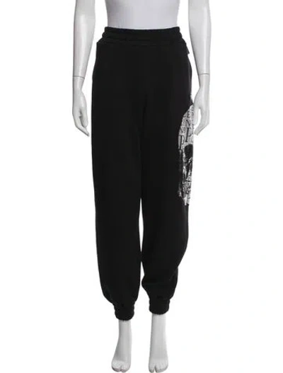 Pre-owned Philipp Plein Graphic Print Crystal Embellishments Sweatpants In Black