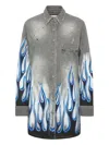 Philipp Plein Graphic-print Denim Shirt In Grey