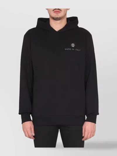 Philipp Plein Graphic Print Hooded Sweater In Black
