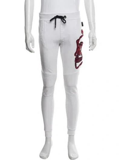 Pre-owned Philipp Plein Graphic Print Joggers In White