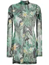 PHILIPP PLEIN GRAPHIC-PRINT LONG-SLEEVE MINI DRESS