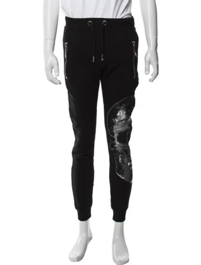 Pre-owned Philipp Plein Graphic Print Lounge Bottoms In Black