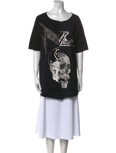 Pre-owned Philipp Plein Graphic Print Mini Dress In Black