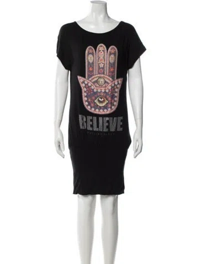 Pre-owned Philipp Plein Graphic Print Mini Dress In Black