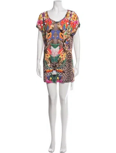 Pre-owned Philipp Plein Graphic Print Mini Dress In Black