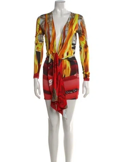 Pre-owned Philipp Plein Graphic Print Mini Dress In Multi