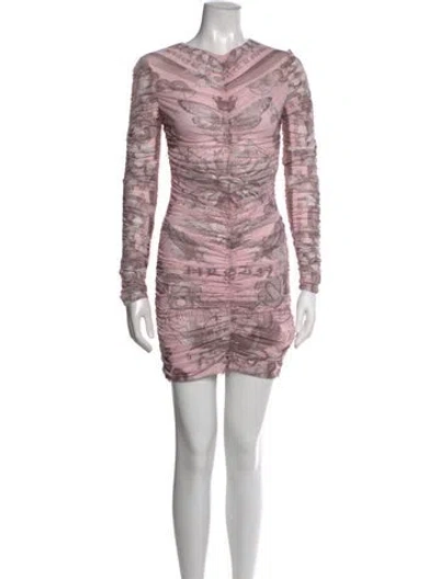 Pre-owned Philipp Plein Graphic Print Mini Dress In Pink