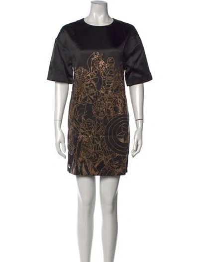 Pre-owned Philipp Plein Graphic Print Mini Dress W/ Tags In Black