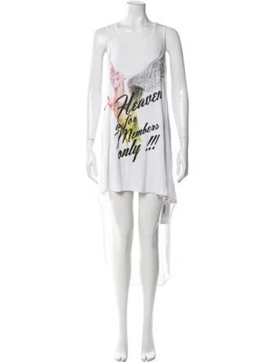 Pre-owned Philipp Plein Graphic Print Mini Dress In White